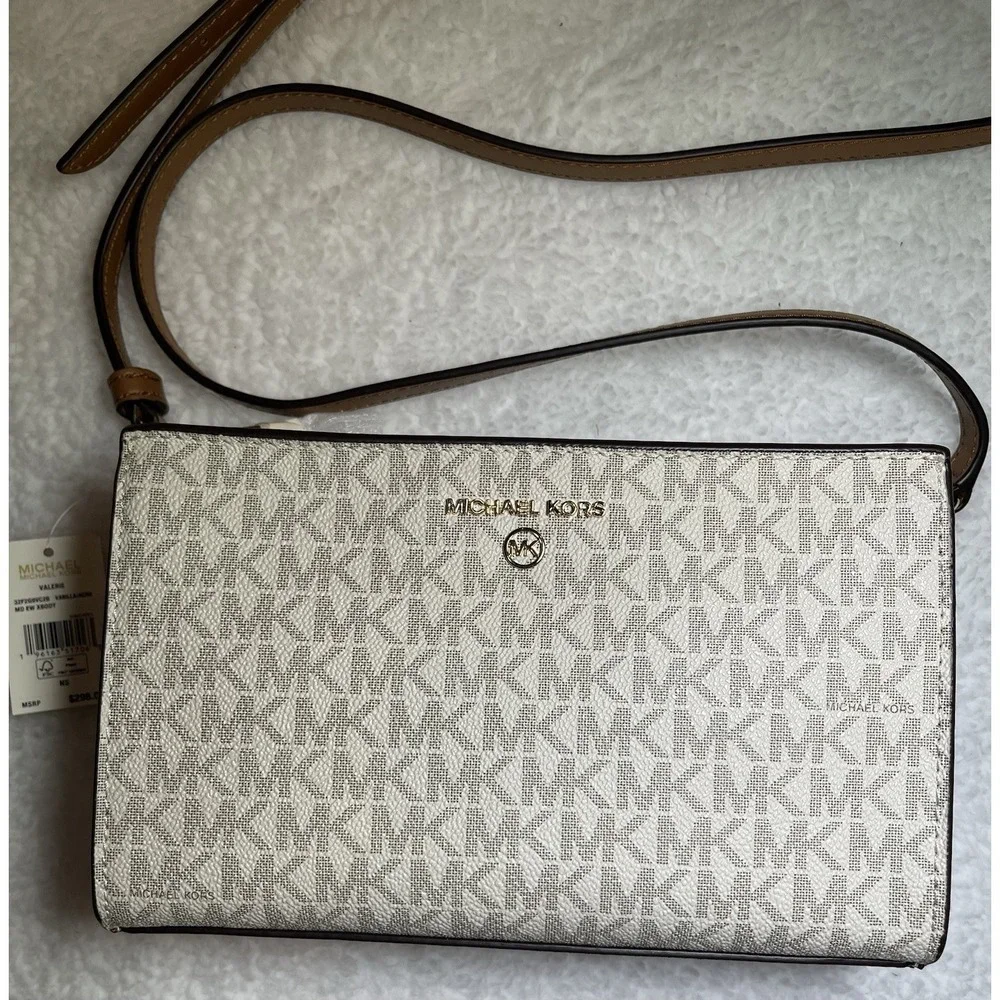 Michael Kors Valerie Medium Logo Crossbody‎ Acorn Vanilla